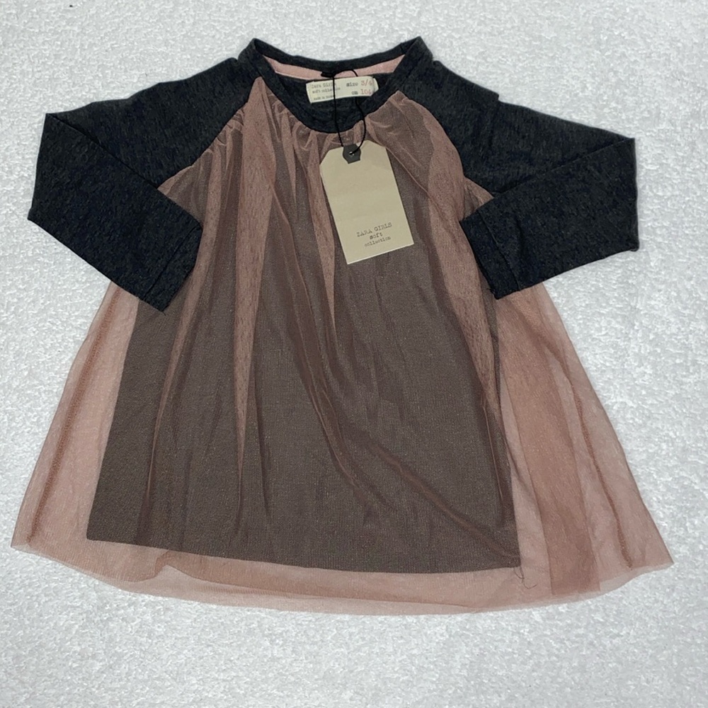 NWT Zara girls soft collection gauze layered tunic size 3/4